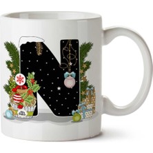 Yeni Yıl Merry Christmas Yılbaşı'na Özel N Harfi Baskılı Kupa Bardak