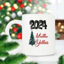 2024 Mutlu Yıllar Çam Ağacı Yılbaşı Hediyesi Baskılı Kupa Bardak