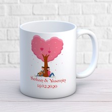 Sevgililer Günü Kişiye Özel Seni Çok Seviyorum Ağaç Altında Kupa Bardak