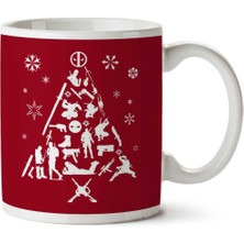 Christmas Tree Deadpool Iki Tarafı Baskılı Kupa Bardak
