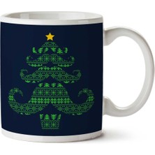 Christmas Moustache Tree Iki Tarafı Baskılı Kupa Bardak