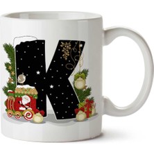 Yeni Yıl Merry Christmas Yılbaşı'na Özel K Harfi Baskılı Kupa Bardak