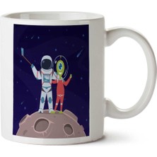 Astronot Uzaylıyla Selfi Iki Tarafı Baskılı Kupa Bardak