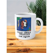 Beden Eğitimi Öğretmeni Baskılı Kupa Bardak Isimli Kişiye Özel Tablo Mavi Resim