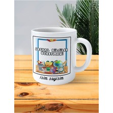 Sosyal Bilgiler Öğretmeni Baskılı Kupa Bardak Isimli Kişiye Özel Hesap Makinesi Üçgen Çanta