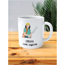 Mimar Iç Dış Baskılı Kupa Bardak Isimli Kişiye Özel Kadın Proje Kağıdı