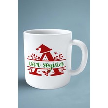 A Harfi Yeni Yıl Noel Yeniyıl Isimli Baskılı Kupa Bardak Çift Taraflı Kişiye Özel Model 1