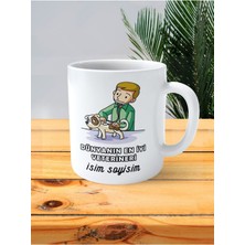 Veteriner Baskılı Kupa Bardak Isimli Kişiye Özel Dünyanın En Iyi Veterineri Yeşil Sevimli