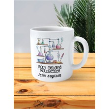 Fen Bilgisi Öğretmeni Baskılı Kupa Bardak Isimli Kişiye Özel Deney Şablon