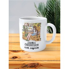 Resim Öğretmeni Baskılı Kupa Bardak Isimli Kişiye Özel Ayçiçeği Sanat