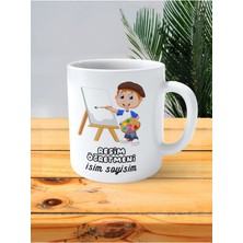 Resim Öğretmeni Baskılı Kupa Bardak Isimli Kişiye Özel Sanat Ressam Çocuk