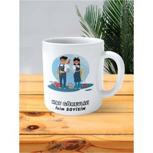 Kat Görevlisi Meslek Baskılı Kupa Bardak Çift Taraflı Baskı Kişiye Özel Model