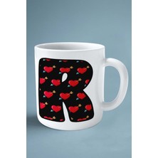 R Harfi Sevgililer Günü Sevgili Kişiye Özel Baskılı Kupa Bardak Çift Taraflı Baskılı