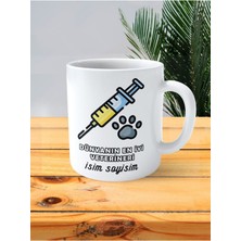 Veteriner Baskılı Kupa Bardak Isimli Kişiye Özel Dünyanın En Iyi Veterineri Iğne Pati