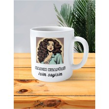 Kuaför Kadın Kuaförü Baskılı Kupa Bardak Isimli Kişiye Özel Kıvırcık Resim