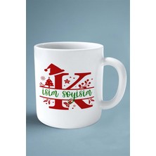 K Harfi Yeni Yıl Noel Yeniyıl Isimli Baskılı Kupa Bardak Çift Taraflı Kişiye Özel Model 13