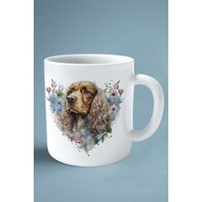 Spaniel Köpek Isimli Kişiye Özel Baskılı Kupa Bardak Çiçek Kalp
