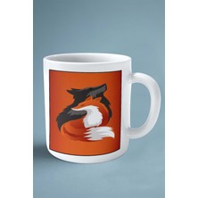 Tilki Baskılı Kupa Bardak Çift Taraflı Kişiye Özel Çerçeveli Renkli Model 4