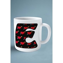 E Harfi Sevgililer Günü Sevgili Kişiye Özel Baskılı Kupa Bardak Çift Taraflı Baskılı