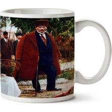 Atatürk Kalpak Palto Baston Iki Tarafı Baskılı Kupa Bardak