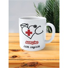 Hemşire Baskılı Kupa Bardak Isimli Kişiye Özel Steteskop Resimli