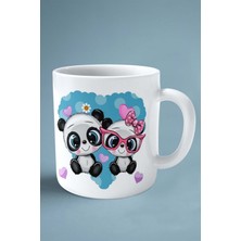 Sevgililer Günü Sevgili Kişiye Özel Baskılı Kupa Bardak Çift Taraflı Baskı Model 48 Panda