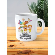 Resim Öğretmeni Baskılı Kupa Bardak Isimli Kişiye Özel Gökkuşağı