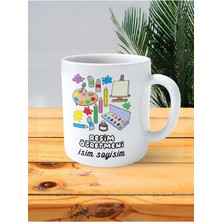 Resim Öğretmeni Baskılı Kupa Bardak Isimli Kişiye Özel Tuval Palet