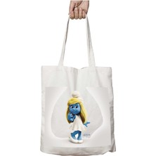 Sirin Şirine Şirinler Iki Tarafı Kalıcı Baskılı Yıkanabilir Çanta