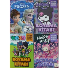 Bundle Island 4 Adet Stickerli Boyama Kitabı (Kuromi-C/hello Kitty-B/toca Boca-B/frozen)