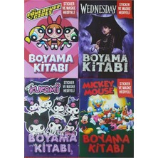 Bundle Island 4 Adet Stickerli Boyama Kitabı (Kuromi-E/wednesday-B/mickey Mouse/powergirls)