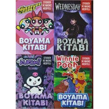 Bundle Island 4 Adet Stickerli Boyama Kitabı (Kuromi-D/wednesday-B/winnie The Pooh/powergirls)
