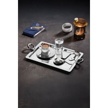 Şık Gümüş Kulp Sunum Tepsisi, Zarif ve Modern Tasarım, Eşsiz Sunum Keyfi