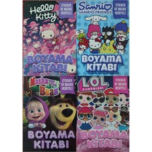 Bundle Island 4 Adet Stickerli Boyama Kitabı (Hello Kitty-B/sanrio-B/masha ve Koca Ayı/lol)