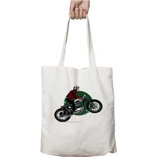 Skeleton Motorbıke Iki Tarafı Kalıcı Baskılı Yıkanabilir Çanta