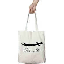 Hz Ali Kılıcı Zülfikar Iki Tarafı Kalıcı Baskılı Yıkanabilir Bez Çanta Omuz Çantası