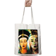 Neferriti Mısır Firavun Iki Tarafı Kalıcı Baskılı Yıkanabilir Çanta