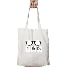 Nerdy Gözlük Periyodik Cetvel Iki Tarafı Kalıcı Baskılı Yıkanabilir Çanta
