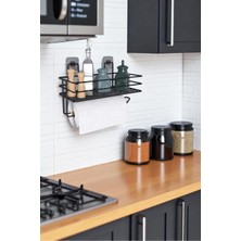 Şık Tek Katlı Siyah Kağıt Havlu ve Baharatlık Organizer