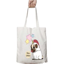 Unicorn Dog Tasarımı Iki Taraf Kalıcı Yıkanabilir Okul Plaj Omuz Bez Çanta