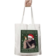 Touch Your Elf Justin Bieber Christmas Knit Iki Tarafı Kalıcı Baskılı Yıkanabilir Çanta