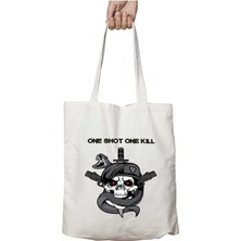One Shot One Kill Kobra Silah Kurukafa Iki Tarafı Kalıcı Baskılı Yıkanabilir Çanta