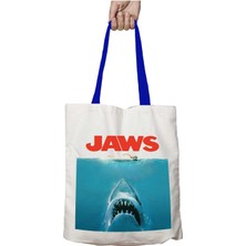 Mavi Kulplu Jaws Köpek Balığı Yıkanabilir Omuz Çanta