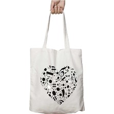 Music Müzik Kalp Nota Iki Taraf Kalıcı Yıkanabilir Okul Plaj Omuz Bez Çanta