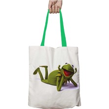 Yeşil Kulplu Susam Sokağı Kırpık Yıkanabilir Omuz Çanta