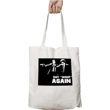 Pulp Fiction Basic Iki Tarafı Kalıcı Baskılı Yıkanabilir Okul Plaj Omuz Bez Çantası