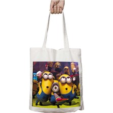Minion Minions Çılgın Hırsız Iki Tarafı Kalıcı Baskılı Yıkanabilir Okul Plaj Omuz Bez Çantası