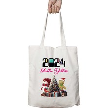 Mutlu Yıllar Çam Ağacı Süsler Iki Tarafı Kalıcı Baskılı Yıkanabilir Okul Plaj Omuz Bez Çantası