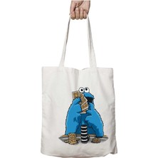 Susam Sokağı Kurabiye Canavarı Poker Iki Taraf Kalıcı Yıkanabilir Okul Plaj Omuz Bez Çanta