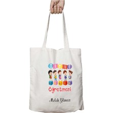 Kişiye Özel Sınıf Öğretmeni Kutu Harfler Iki Tarafı Kalıcı Baskılı Yıkanabilir Çanta